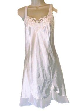 LINEA DONATELLA Bridal Wedding Short Satin Chemise Ivory Ruffles Pearls Large